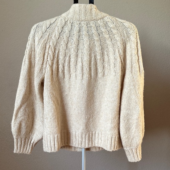 Madewell Cream Cable Yoke Button-Up Cardigan - Picture 3 of 6